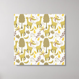 Seamless pattern Giraffe yellow white background Canvas Print