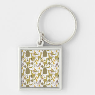 Seamless pattern Giraffe yellow white background Keychain