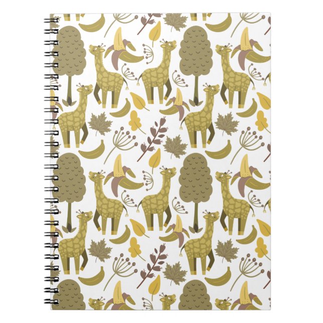 Seamless pattern Giraffe yellow white background Notebook (Front)