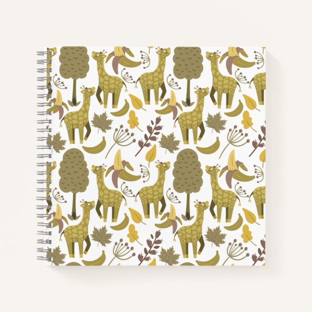 Seamless pattern Giraffe yellow white background Notebook (Front)