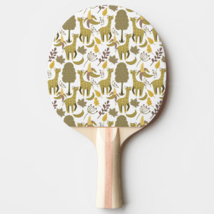 Seamless pattern Giraffe yellow white background Ping Pong Paddle