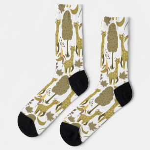 Seamless pattern Giraffe yellow white background W Socks