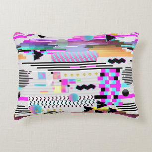 Seamless Pattern Glitch Design. Cyberpunk Digital  Accent Pillow