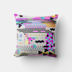 Seamless Pattern Glitch Design. Cyberpunk Digital Throw Pillow