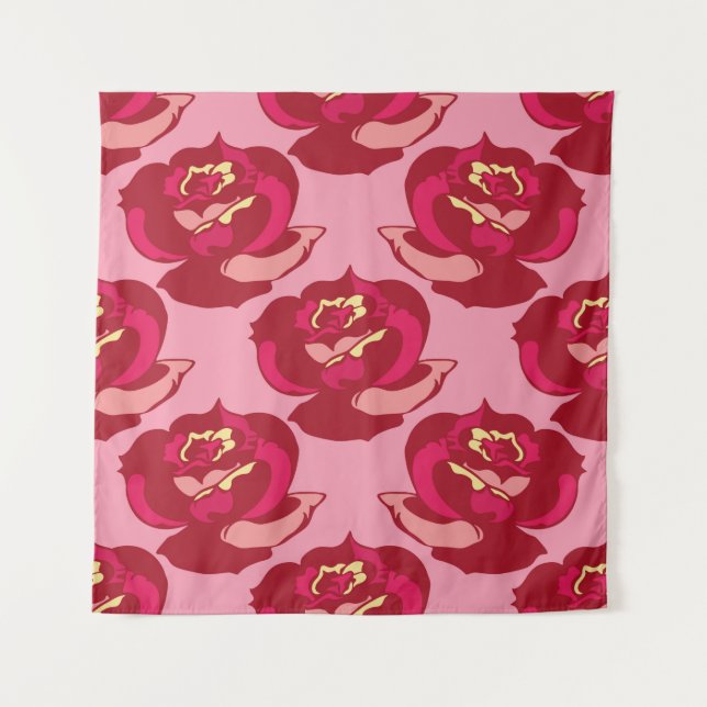 Seamless pattern gold burgundy roses vintage beaut tapestry (Front)