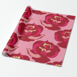 Seamless pattern gold burgundy roses vintage beaut wrapping paper