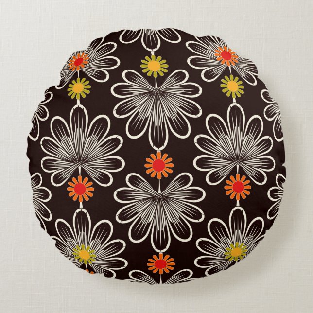 Seamless pattern graphic ornament. Floral stylish  Round Pillow (Front)