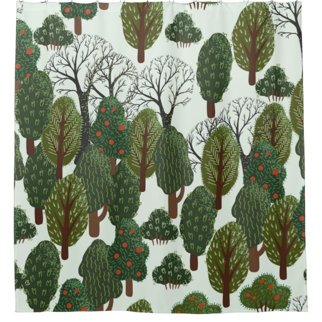Seamless pattern, green forest with different tree (Front)
