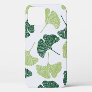 Seamless pattern Green ginkgo biloba  iPhone 12 Case