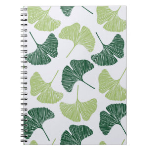 Seamless pattern Green ginkgo biloba Notebook