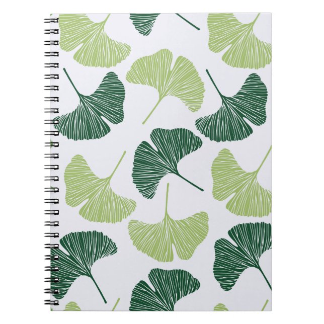 Seamless pattern Green ginkgo biloba  Notebook (Front)