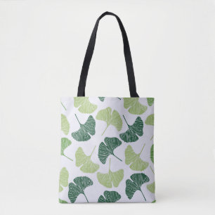 Seamless pattern Green ginkgo biloba Tote Bag