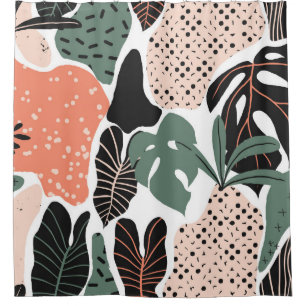 Seamless pattern, hand drawn abstract plant, leaf