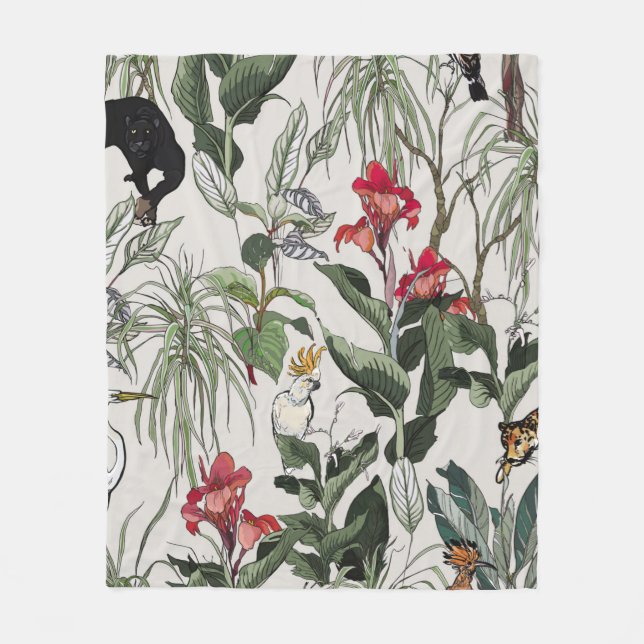 Seamless Pattern Hand Drawn Botanical Illustration Fleece Blanket (Front)