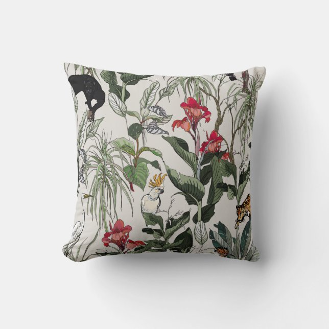 Seamless Pattern Hand Drawn Botanical Illustration Throw Pillow (Front)