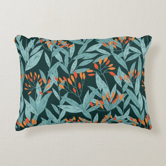 Seamless pattern hand drawn tree branches with lea accent pillow (Front)