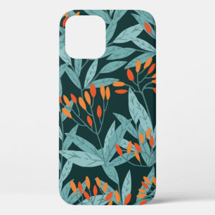 Seamless pattern hand drawn tree branches with lea iPhone 12 case