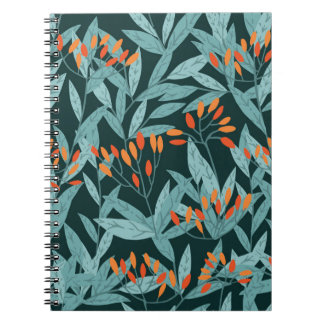 Seamless pattern hand drawn tree branches with lea notebook