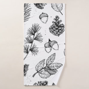 Seamless pattern. Hand drawn vintage illustrations Bath Towel