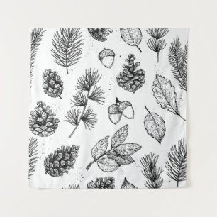 Seamless pattern. Hand drawn vintage illustrations Tapestry