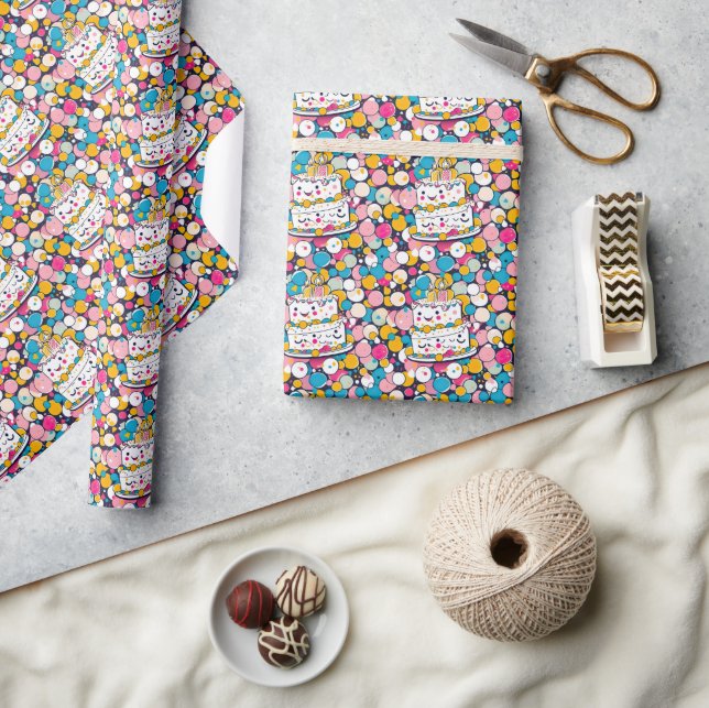 Seamless Pattern Happy Birthday Party Wrapping Paper (Crafts)