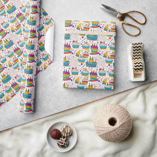 Seamless Pattern Happy Birthday Party Wrapping Paper (Crafts)