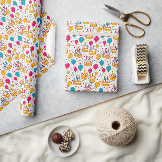 Seamless Pattern Happy Birthday Party Wrapping Paper