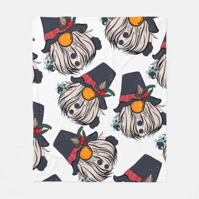 Seamless pattern illustration of a gnome with a be fleece blanket (Front)