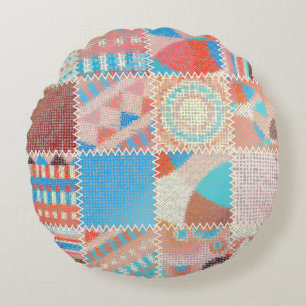 Seamless pattern. Imitation of a patchwork pattern Round Pillow