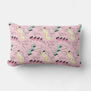 Seamless pattern in bright abstract retro style lumbar pillow