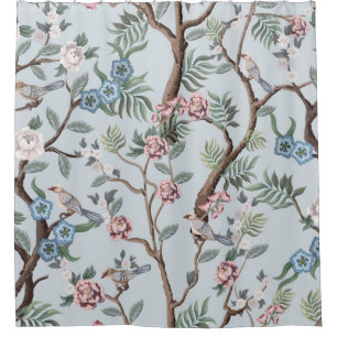 Seamless pattern in chinoiserie style with peonies