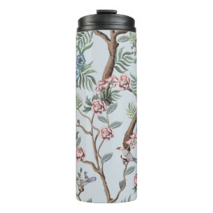 Seamless pattern in chinoiserie style with peonies thermal tumbler