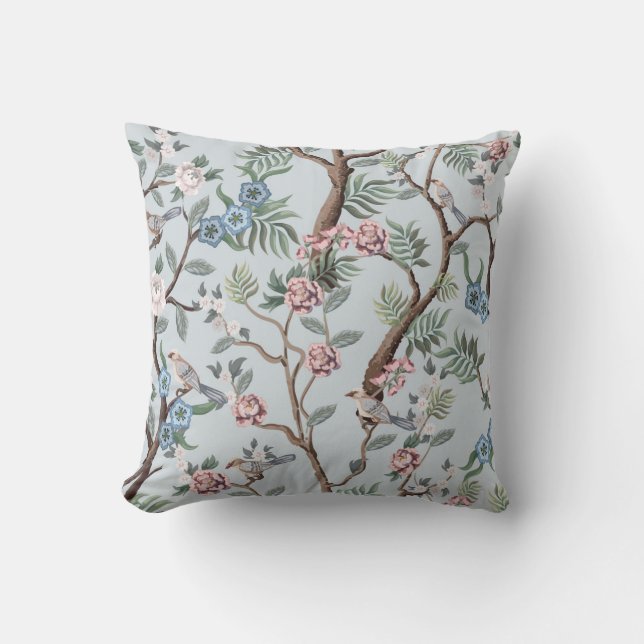 Seamless pattern in chinoiserie style with peonies throw pillow (Front)