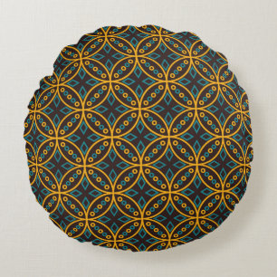 Seamless pattern in Indonesian batik style on the  Round Pillow