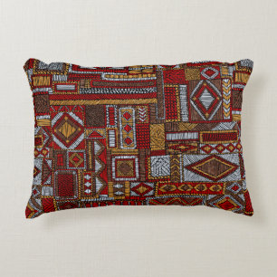 Seamless pattern in patchwork style. Embroidered E Accent Pillow