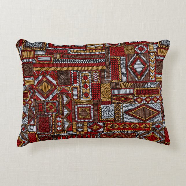 Seamless pattern in patchwork style. Embroidered E Accent Pillow (Front)