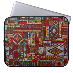 Seamless pattern in patchwork style. Embroidered E Laptop Sleeve
