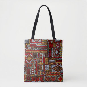 Seamless pattern in patchwork style. Embroidered E Tote Bag