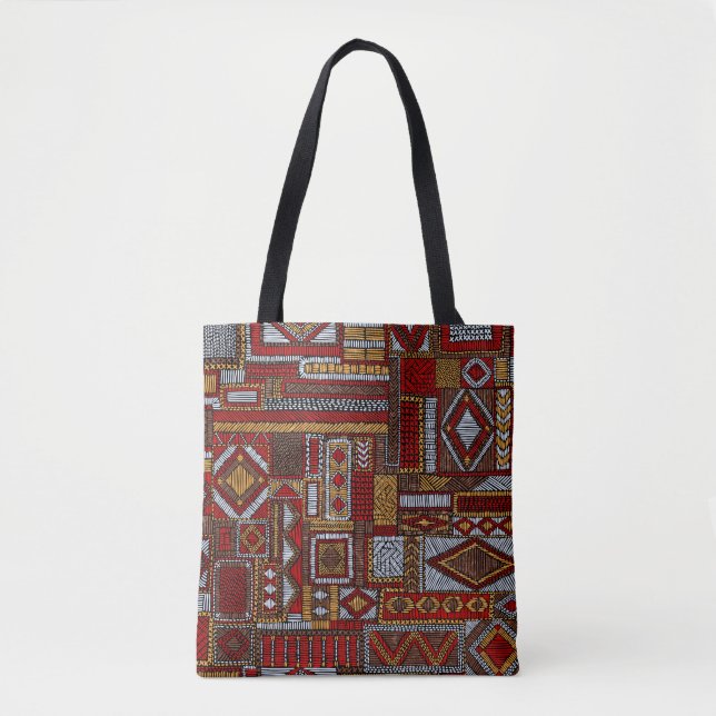 Seamless pattern in patchwork style. Embroidered E Tote Bag (Front)