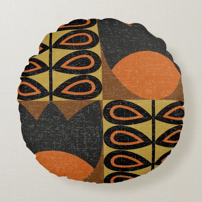 seamless pattern in scandinavian design style. Ret Round Pillow (Front)
