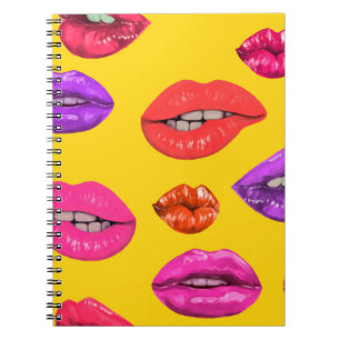 Seamless pattern in the 80's style, coloured glamo notebook