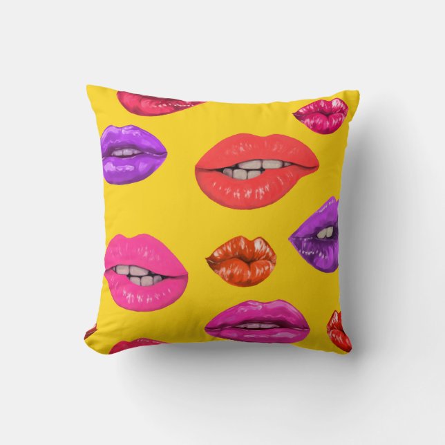 Seamless pattern in the 80's style, coloured glamo throw pillow (Front)