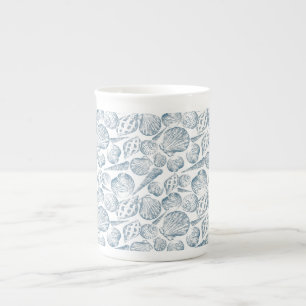 Seamless pattern in trendy colours with seashells bone china mug