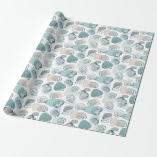 Seamless pattern in trendy colours with seashells wrapping paper