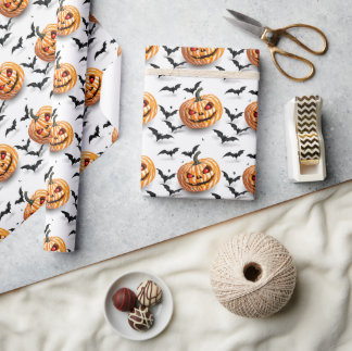 Seamless Pattern Jack O'lantern Halloween Wrapping Paper