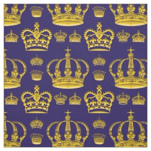 Seamless Pattern King's Crowns Of Yellow Colour Fabric