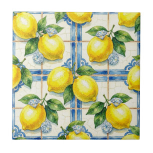 Seamless Pattern Lemons and Diamonds Tile
