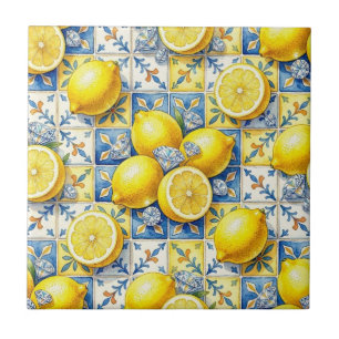 Seamless Pattern Lemons and Diamonds Tile
