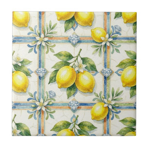Seamless Pattern Lemons and Diamonds Tile