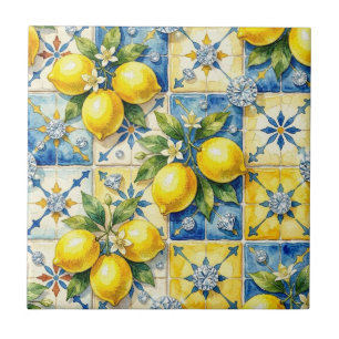 Seamless Pattern Lemons and Diamonds Tile